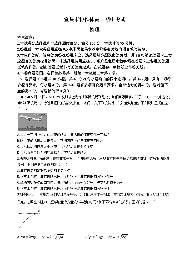 湖北省宜昌市协作体2024-2025学年高二上学期期中考试物理试题第1页