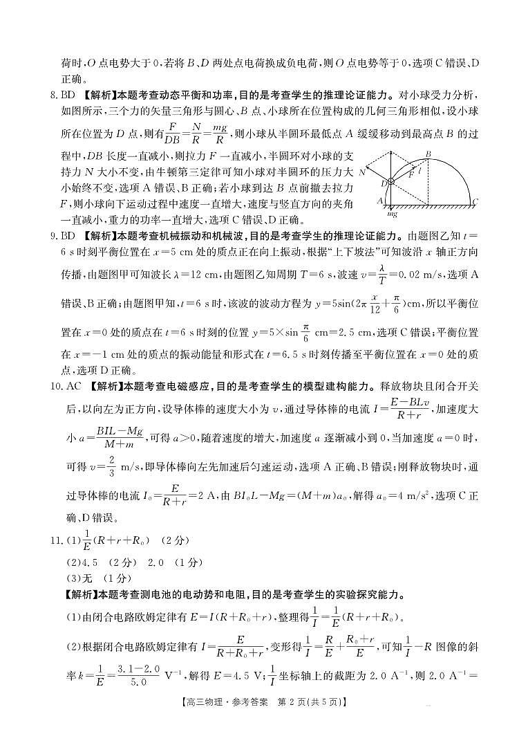 广西部分学校2026届高三8月开学联考 物理答案第2页
