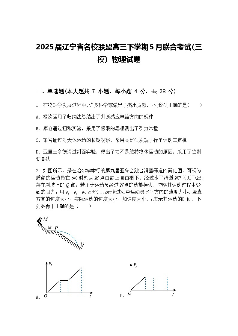 2025届辽宁省名校联盟高三下学期5月联合考试（三模）物理试题（含答案解析）第1页