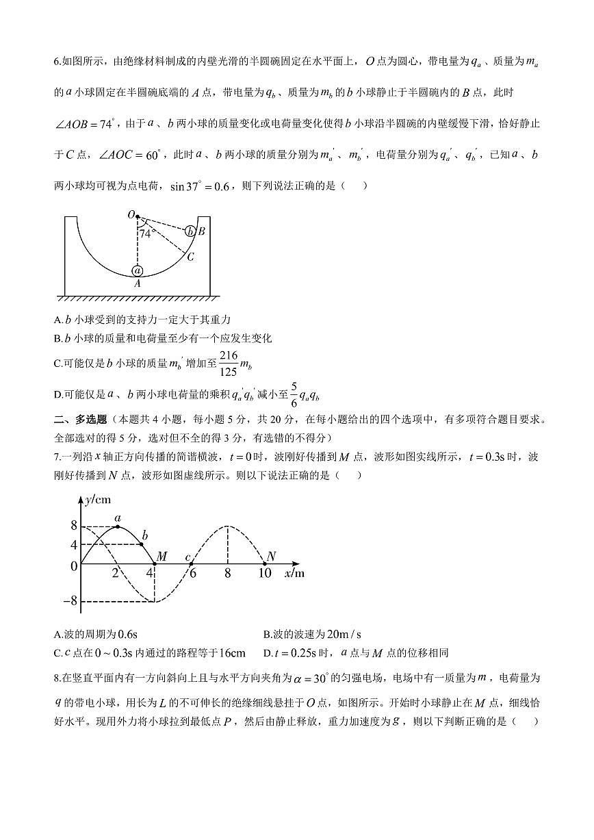 湖南省长沙市雅礼中学2024-2025学年高三上学期月考（三）物理试题（含解析）第3页