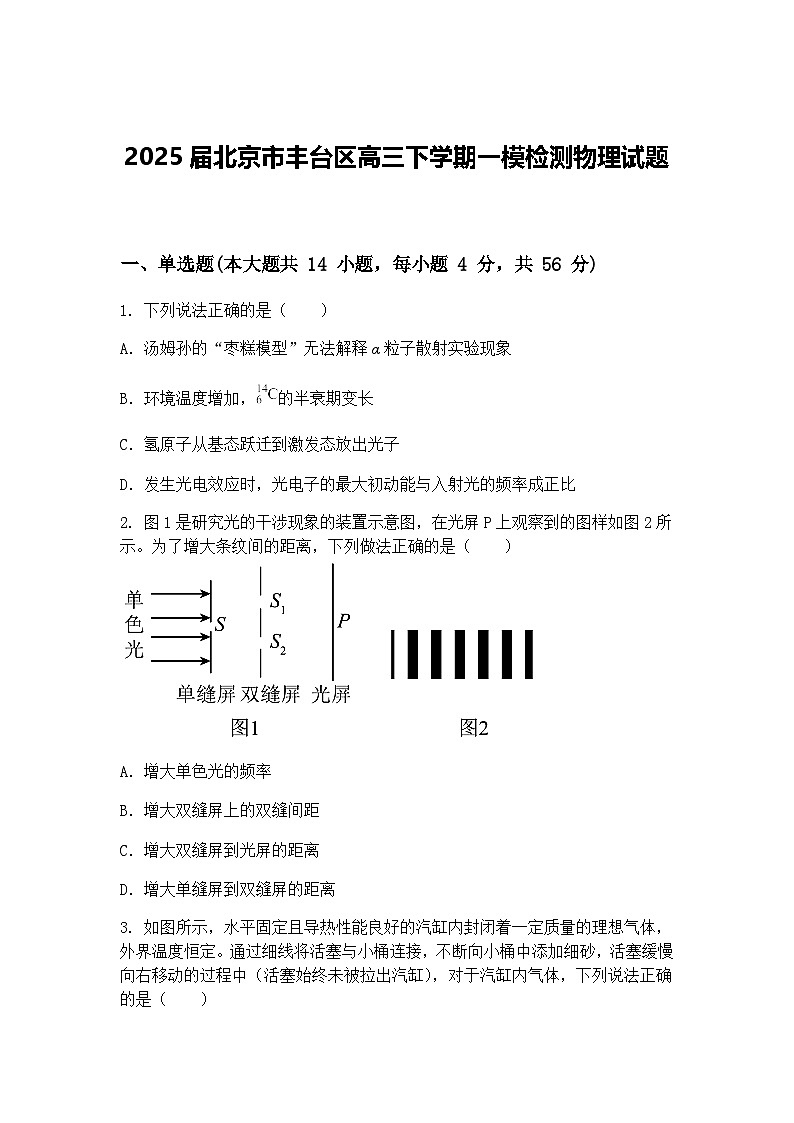 2025届北京市丰台区高三下学期一模检测物理试题（含答案解析）第1页