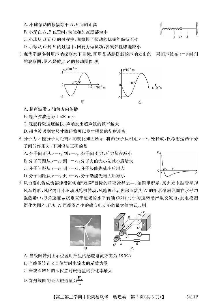 广东省江门两校2024-2025学年高二下学期期中联考物理试卷第2页