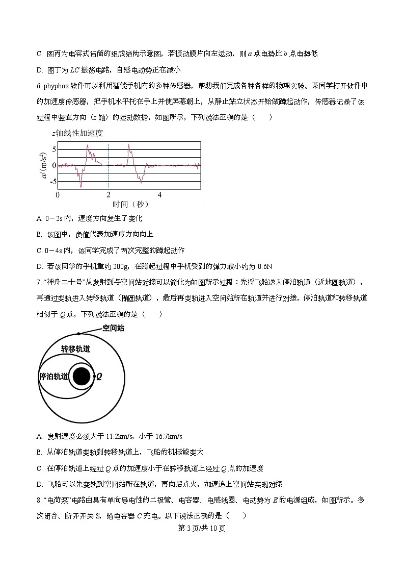 浙江省名校协作体2026届高三上学期9月暑假返校联考物理试卷（原卷版）第3页
