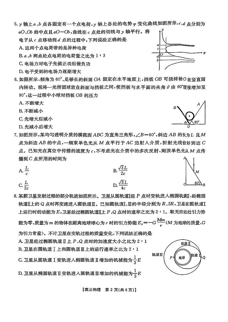 安徽省皖西南高中振兴发展联盟高三起点考试+物理第2页