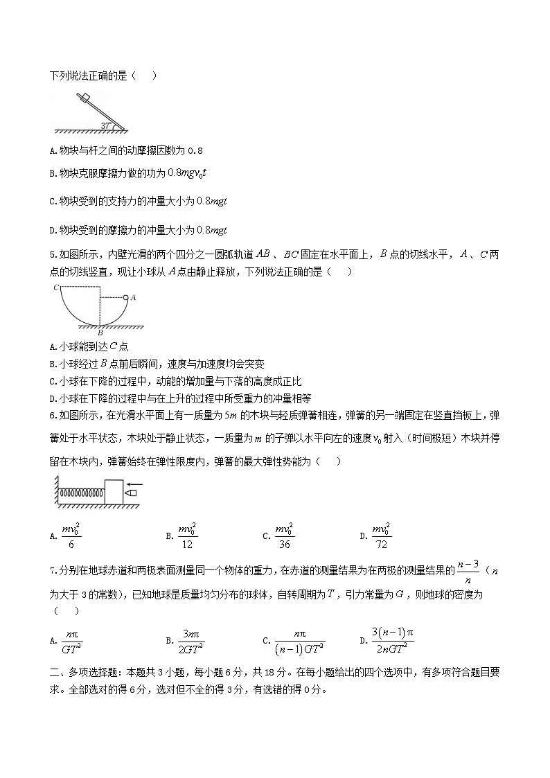 河北省邢台市2024_2025学年高一物理下学期期末测试含解析第2页