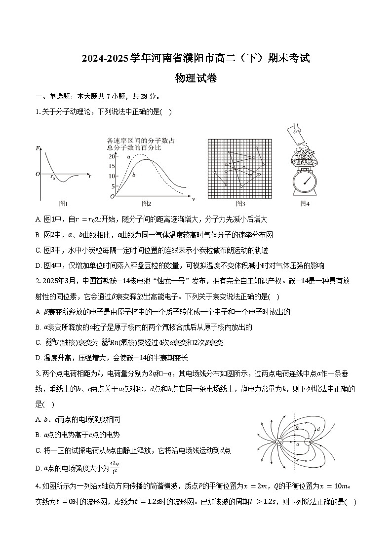 2024-2025学年河南省濮阳市高二（下）期末物理试卷（含解析）第1页