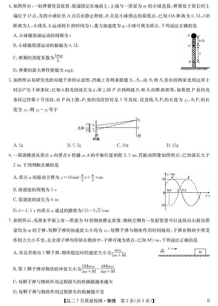湖北省九师联盟2024-2025学年高二下学期7月质量检测物理试卷（B）第2页