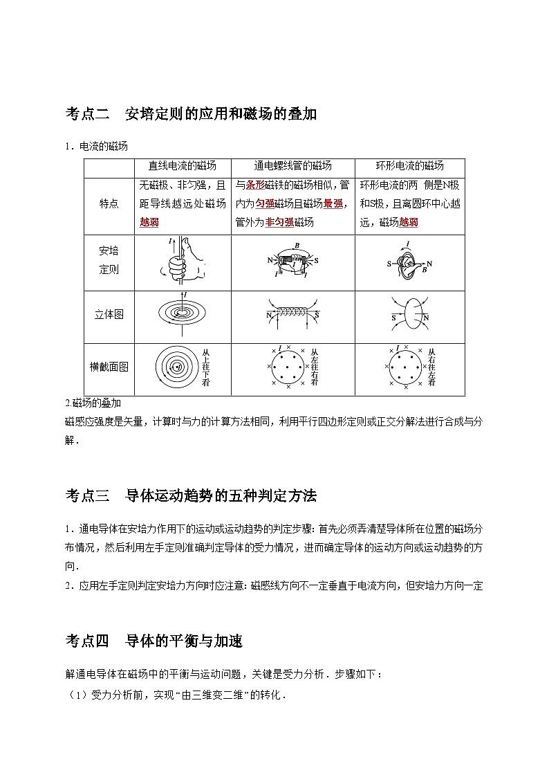 2026年高考物理一轮复习考点归纳讲练(全国通用)第21讲磁场的描述磁场对电流的作用(学生版+解析)第2页