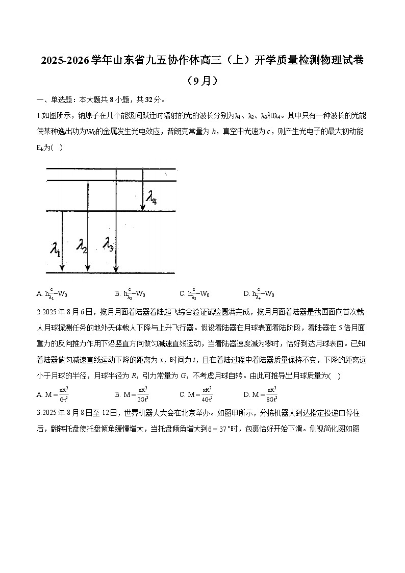 2025-2026学年山东省九五协作体高三上学期开学质量检测物理试卷（9月）（解析版）第1页