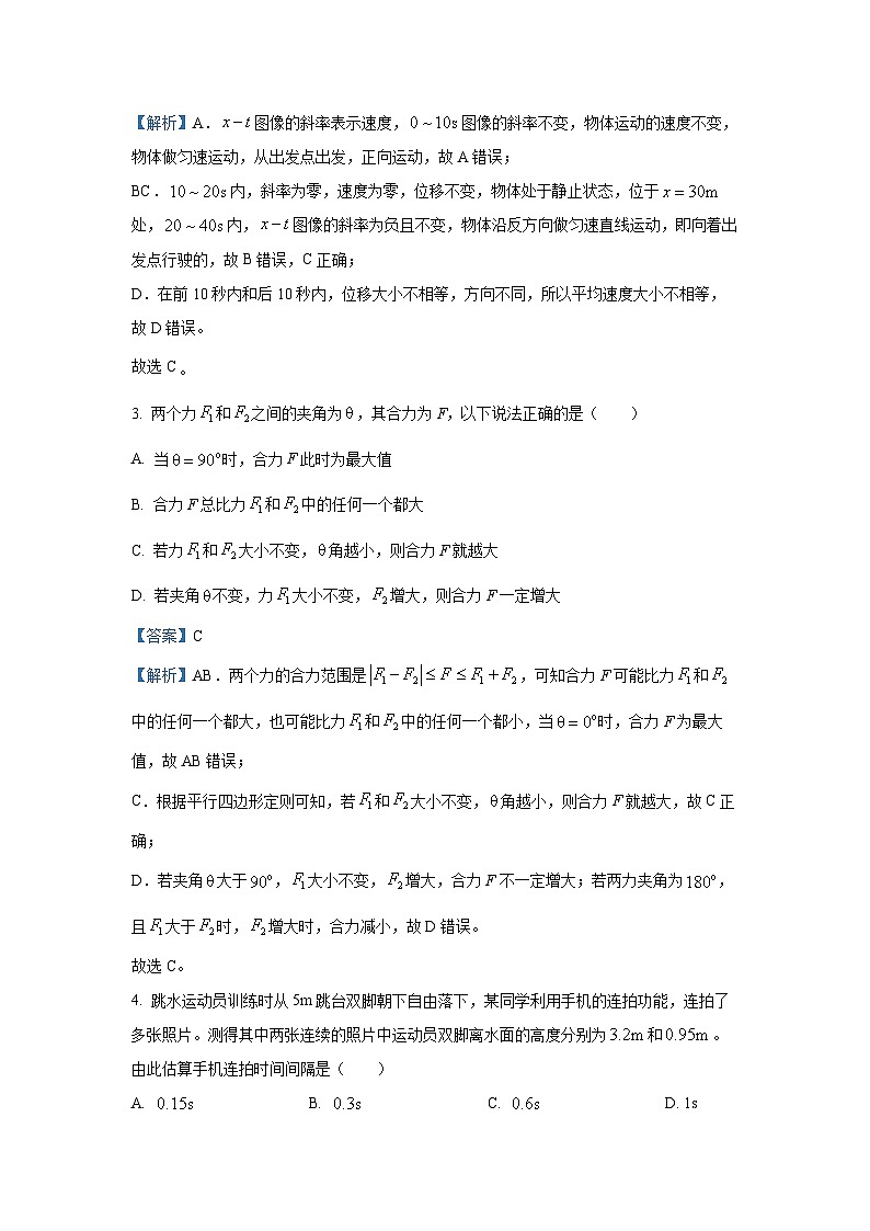 湖南省岳阳市2024-2025学年高一上学期质量检测物理试卷（解析版）第2页
