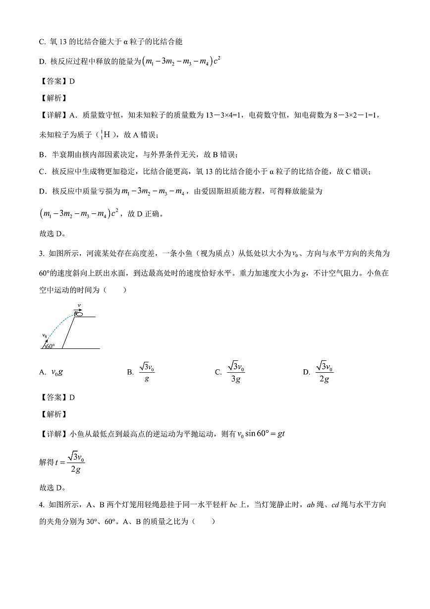 江西省九江市部分学校2025-2026学年高三上学期联考物理试卷（解析）第2页