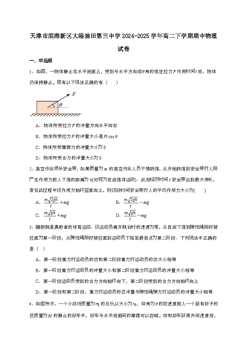 天津市滨海新区大港油田第三中学2024~2025学年高二下学期5月期中考试物理检测试题（含答案）第1页