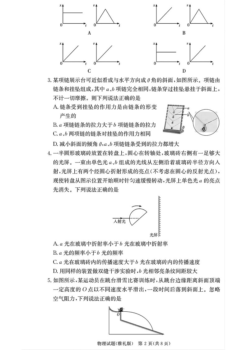 湖南省长沙市雅礼中学2025-2026学年高三上学期9月月考物理试卷第2页