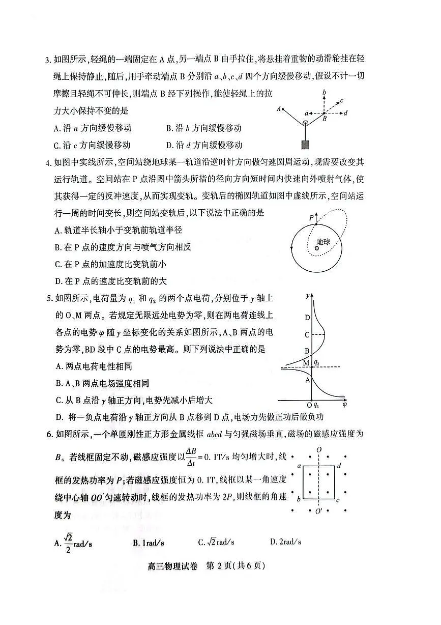 2026荆州高三上学期9月起点考试物理PDF版含解析第2页