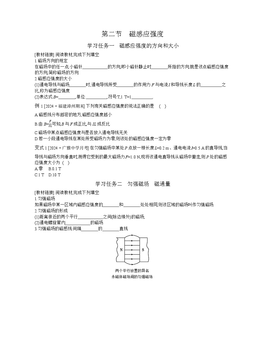 2025-2026学年高中物理粤教版（2019）必修第三册 6.2 磁感应强度 学案第1页