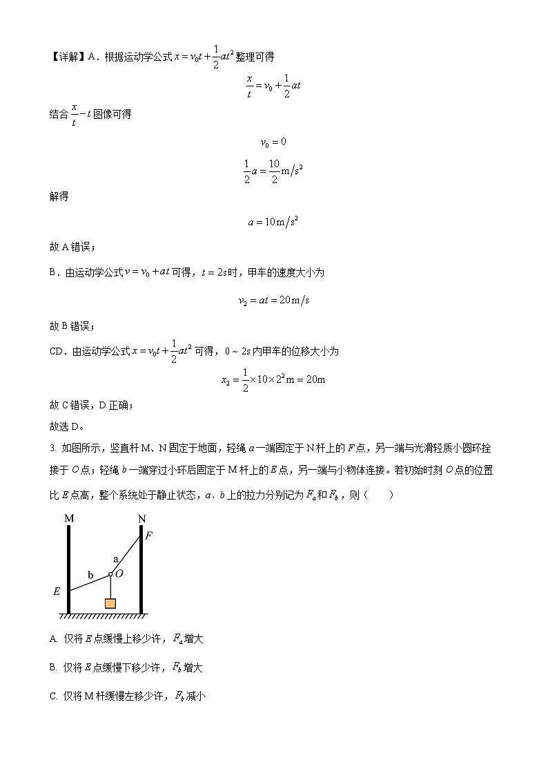 四川省广元中学2025-2026学年高三上学期入学考试物理试题 Word版含解析第2页