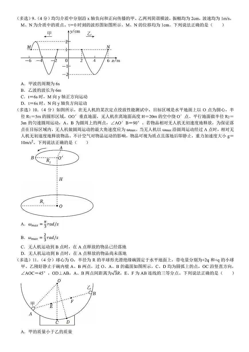 2025 年山东省新高考物理真题试卷含答案第3页