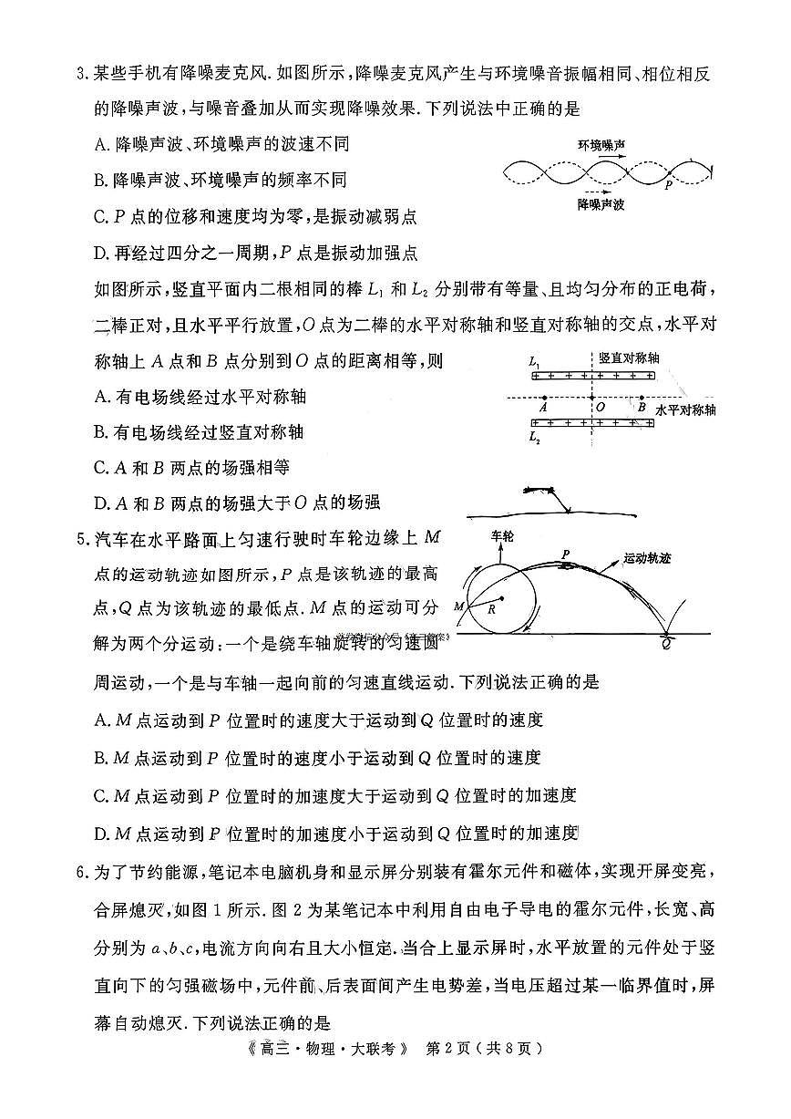 2025年文海大联考高三上学期9月物理试题无答案第2页