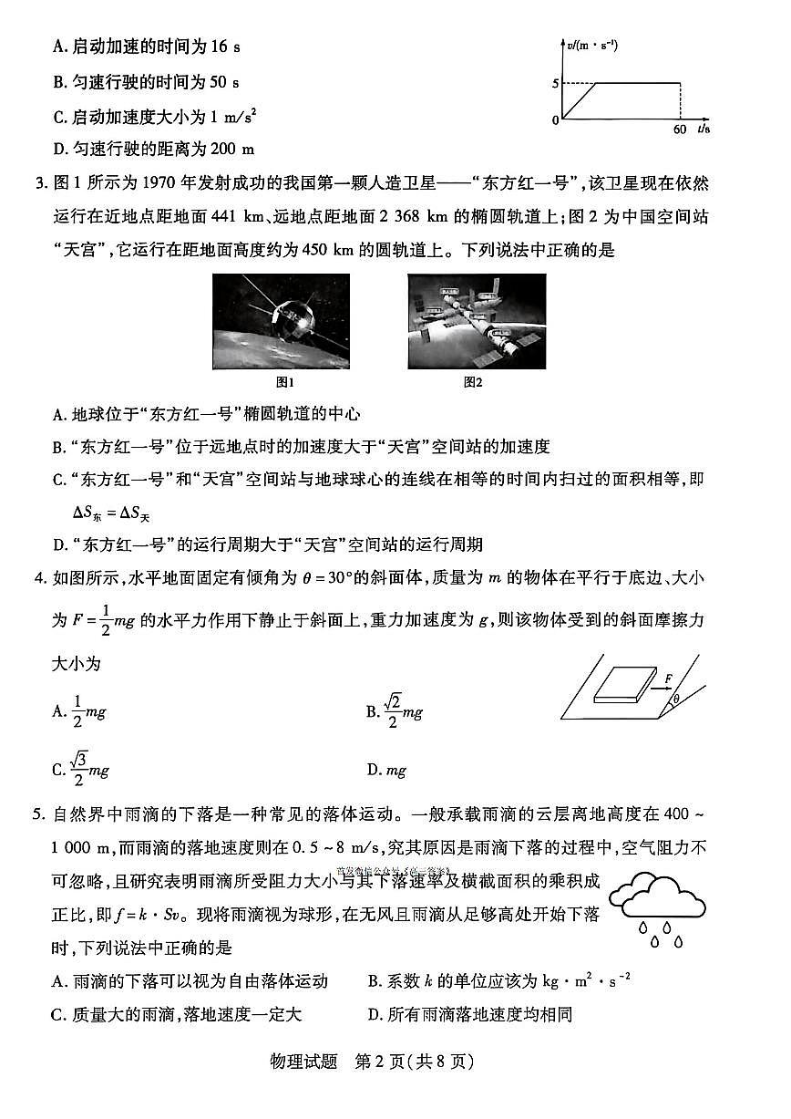 2025年顶尖高三上学期9月物理试题无答案第2页
