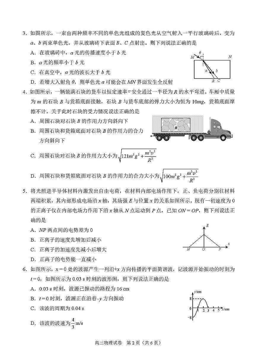 广西示范性高中2026届高三上学期9月联合调研测试物理试题+答案第2页