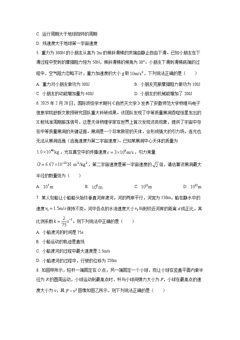 安徽省宣城市2024-2025学年高一下学期期末调研测试物理试卷（学生版）第2页