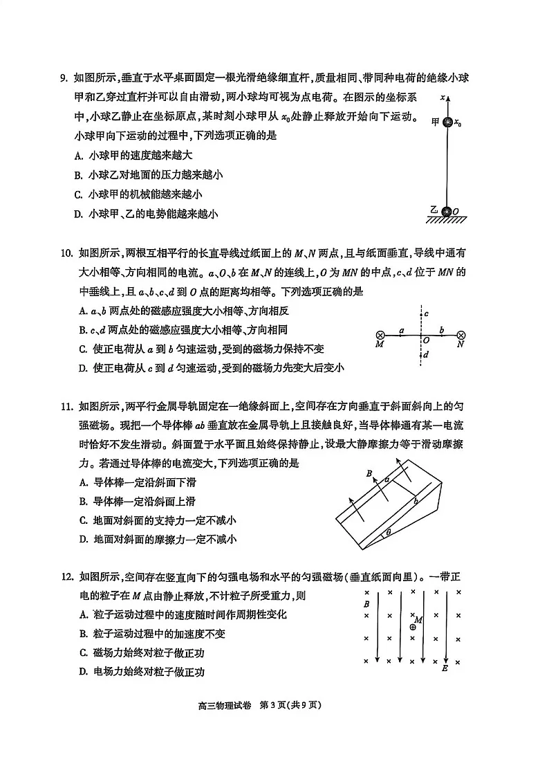 北京市朝阳区2024-2025学年高三上学期1月期末质量检测-物理试卷（含答案）第3页