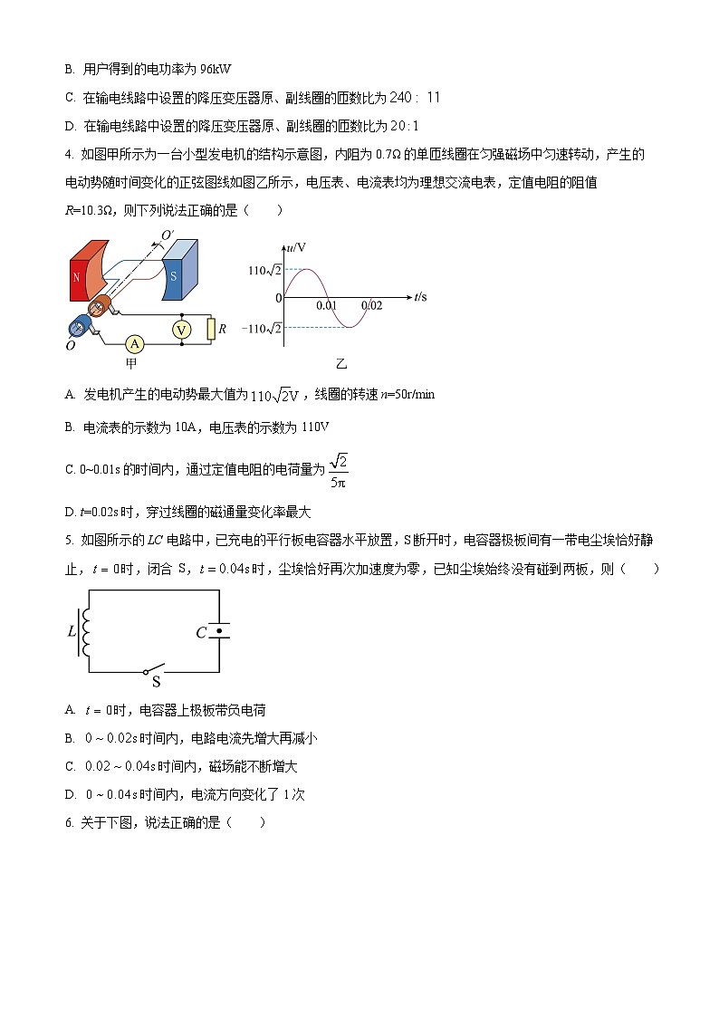 精品解析：山西省临汾市翼城中学2024-2025学年高二下学期5月月考物理试题（原卷版）第2页