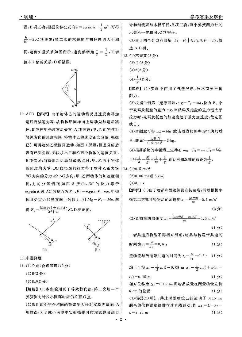 辽宁名校联盟2026届高三上学期10月联考物理答案第2页