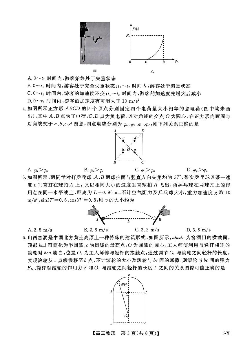 山西省三重教育2026届高三10月质量检测+物理第2页