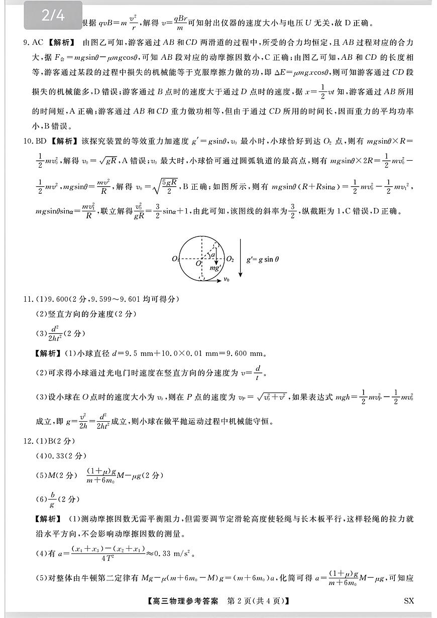 山西省三重教育2026届高三10月质量检测+物理答案第2页