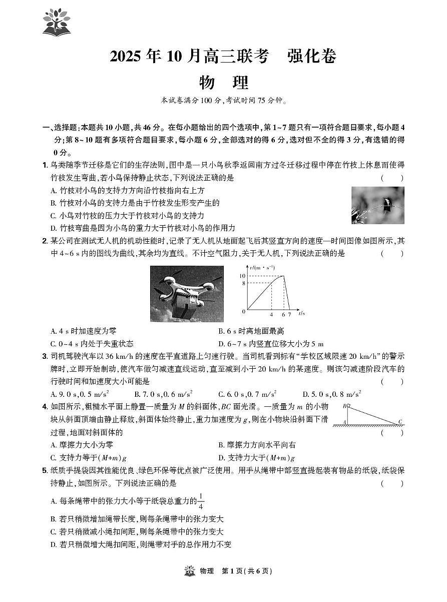 东北精准教学联盟高三10月---物理 强化卷 试卷第1页