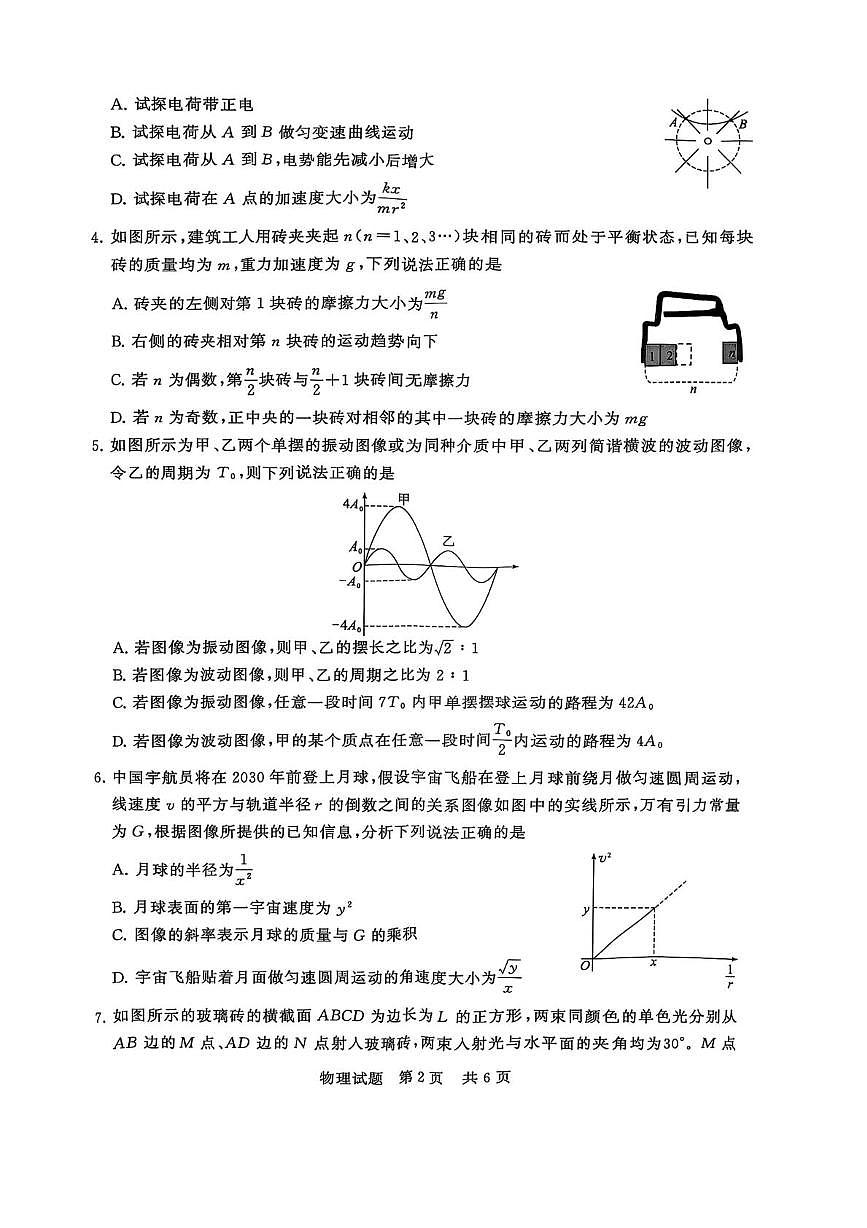 河南省2026届高三物理上学期9月联合测评试题pdf含解析第2页