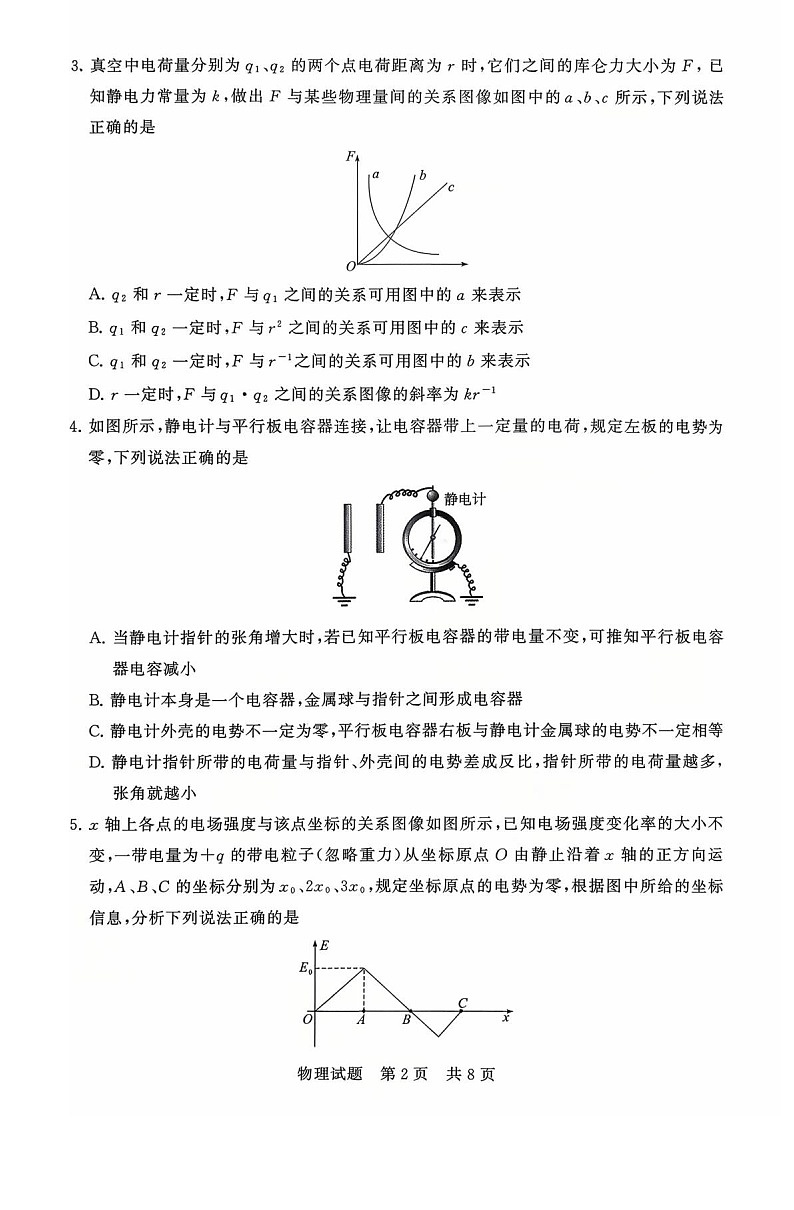 山西省T8联考2025-2026学年高二上学期10月月考联考物理试卷第2页