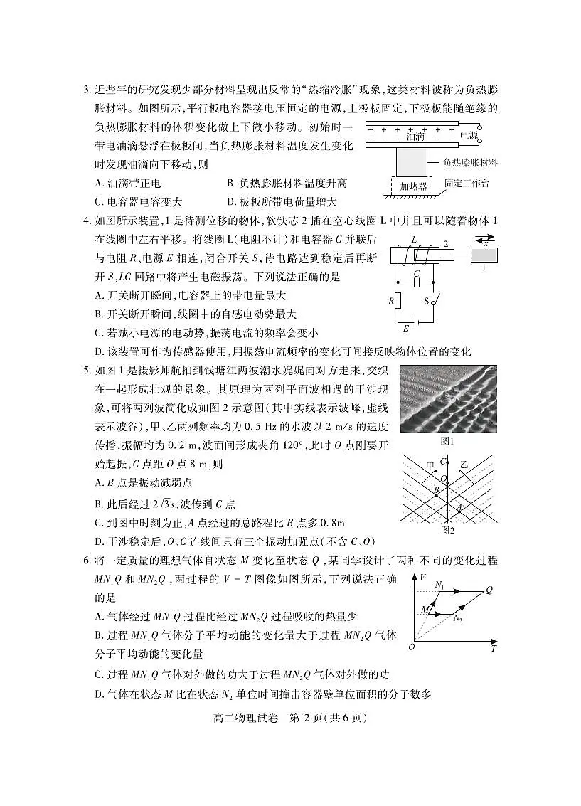 湖北省天门市2024-2025年7月高二期末统一调研测试物理试卷+答案第2页