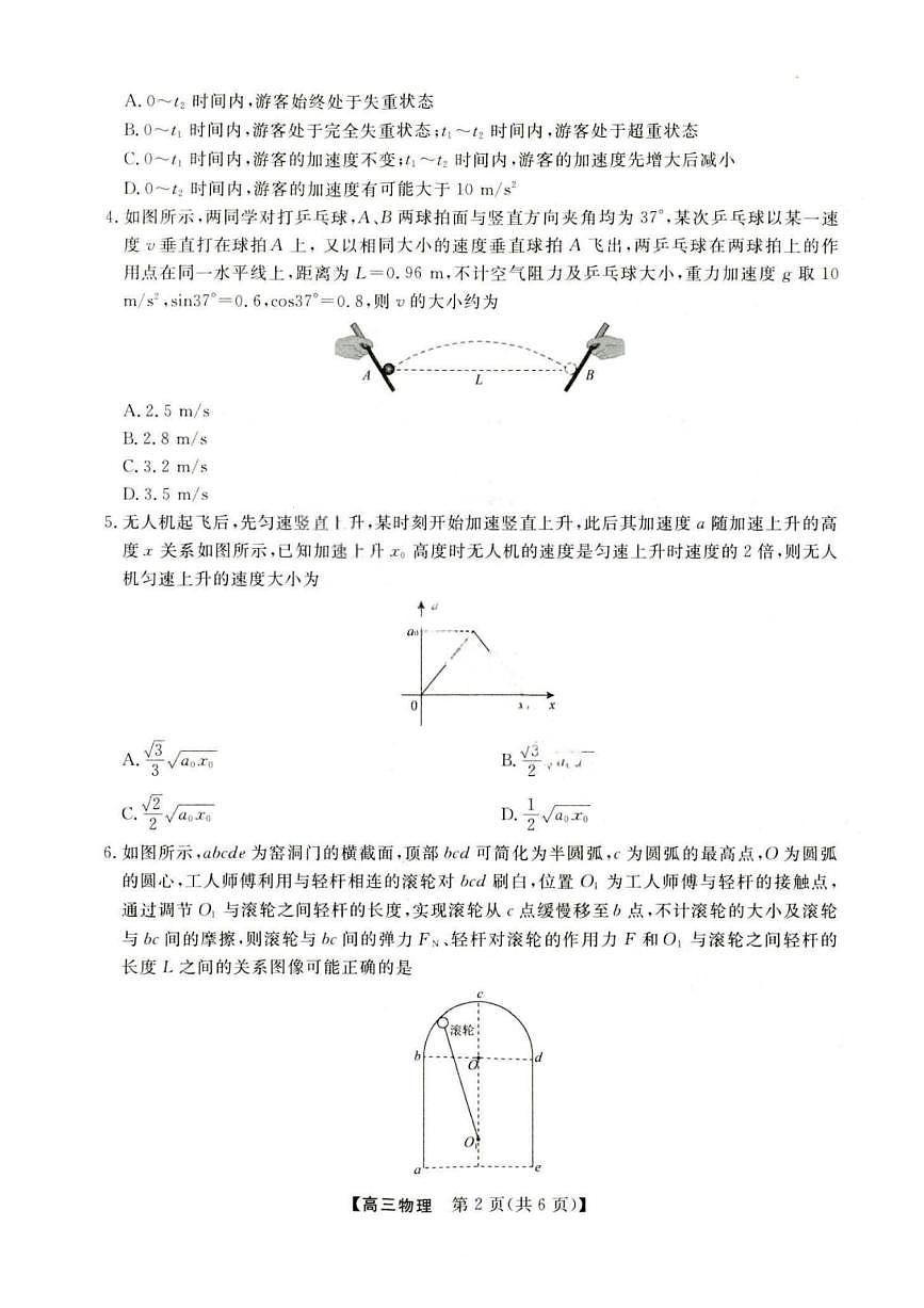 金科大联考·河北省2026届高三10月质量检测+物理第2页
