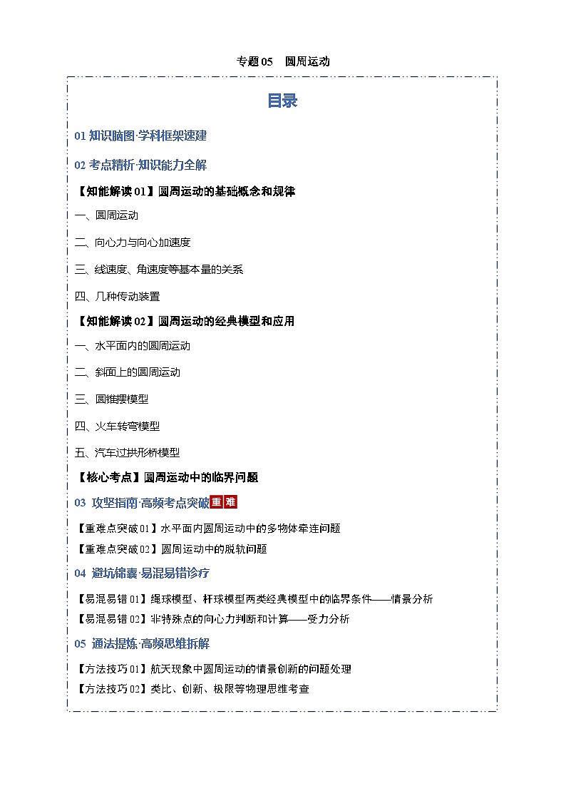 专题05 圆周运动（考点归纳）（全国通用）（原卷版）第1页