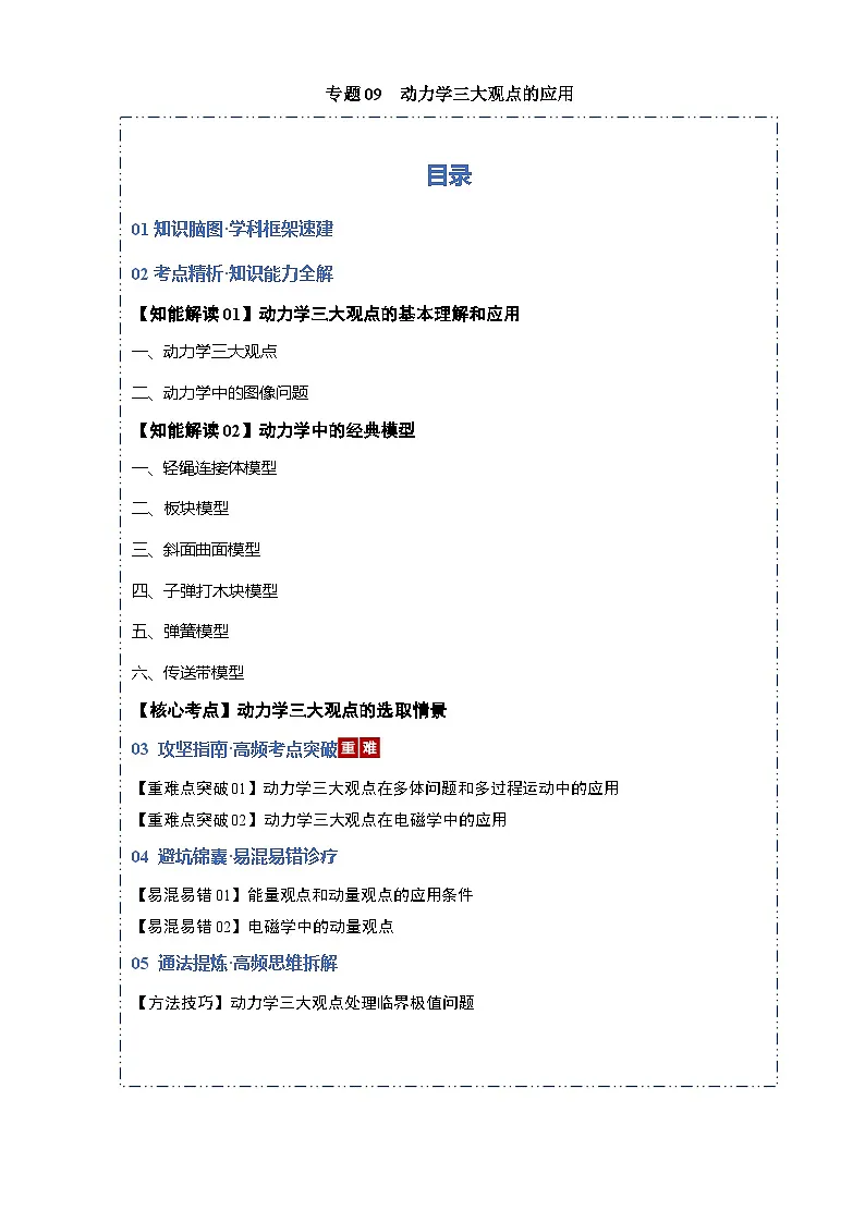 专题09 动力学三大观点的应用（考点归纳）（全国通用）（原卷版）第1页