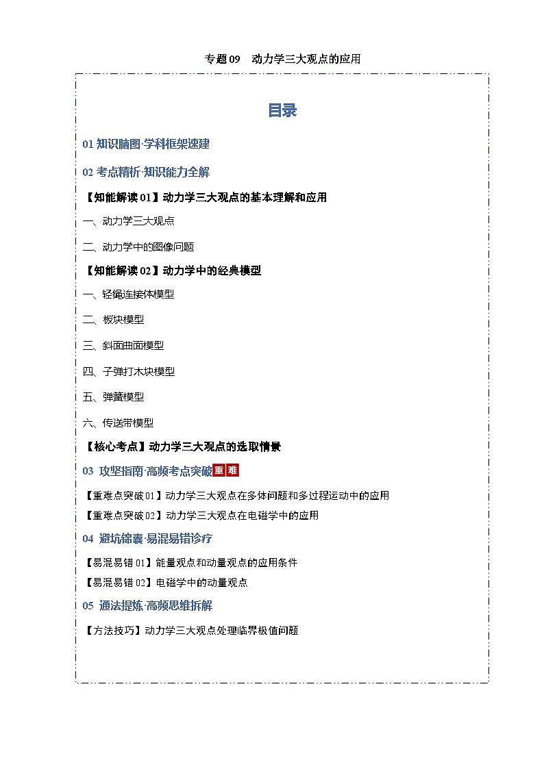专题09 动力学三大观点的应用（考点归纳）（全国通用）（原卷版）第1页