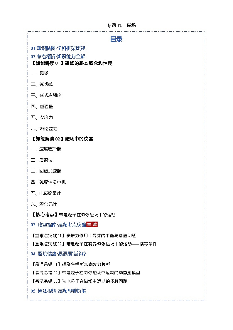 专题12 磁场（考点归纳）（全国通用）（解析版）第1页