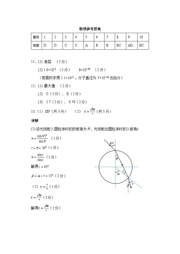 物理参考答案第1页