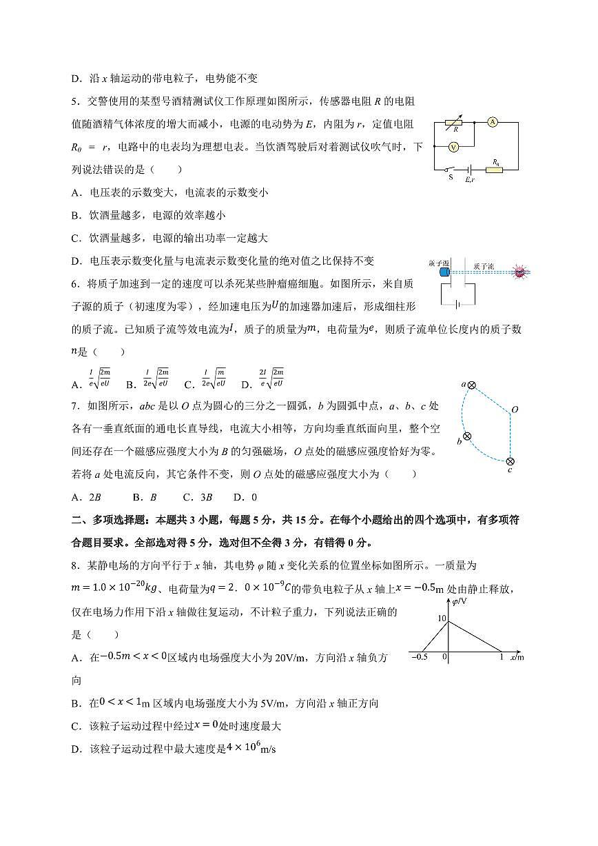 2024~2025学年度四川省眉山市高二上册11月期中物理试卷第2页