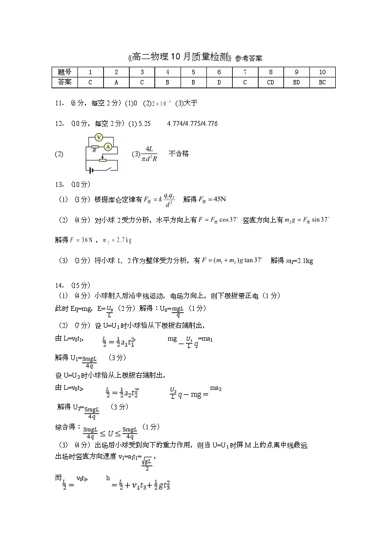 高二物理答案第1页