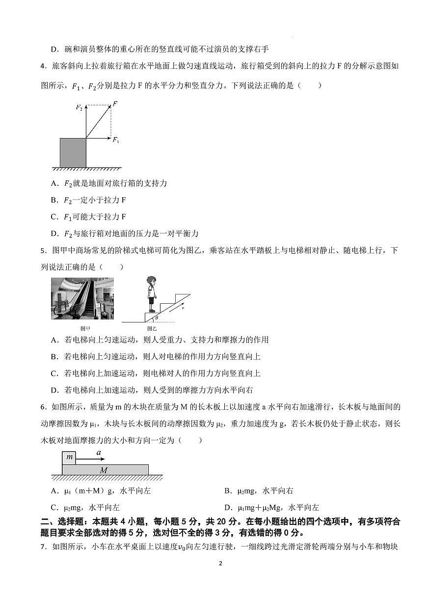 湖南省湘楚名校联考2025-2026学年高三上学期10月月考物理试题（原卷版）第2页