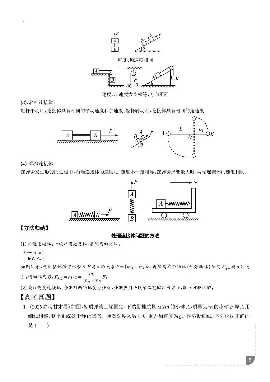 2026年高考物理一轮考点复习训练 动力学中的连接体问题（学生版+解析版）第2页