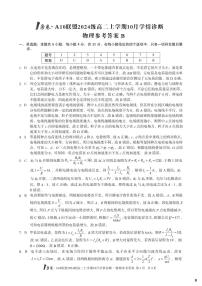 安徽省1号卷·A10联盟2024级高二上学期10月学情诊断物理B含答案解析