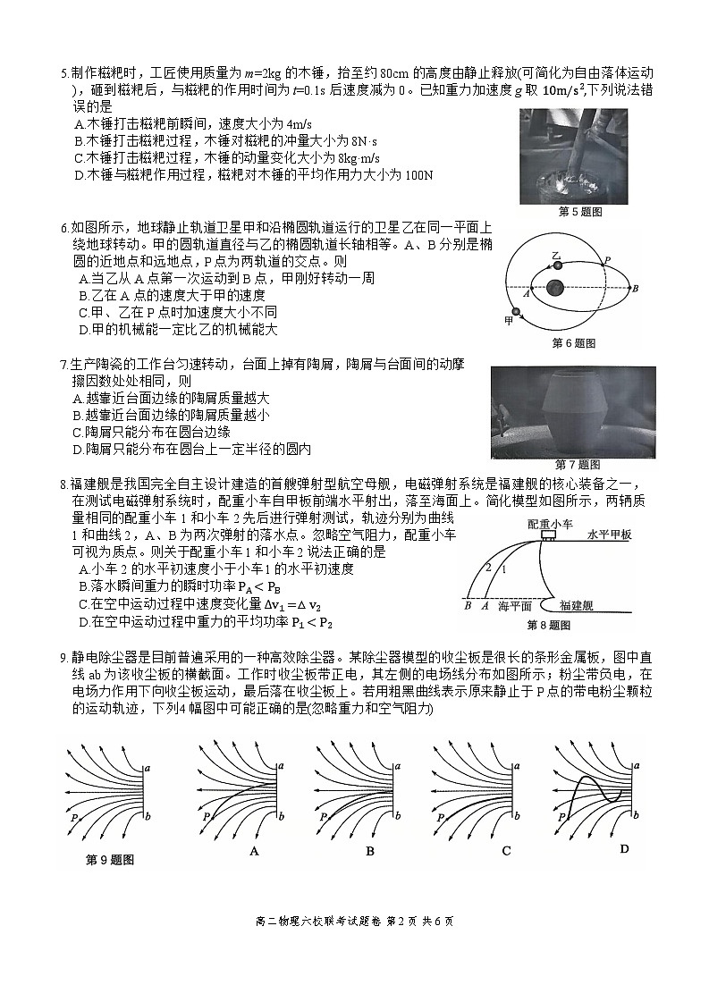 2025学年第一学期高二年级10月六校联考物理考试题卷第2页