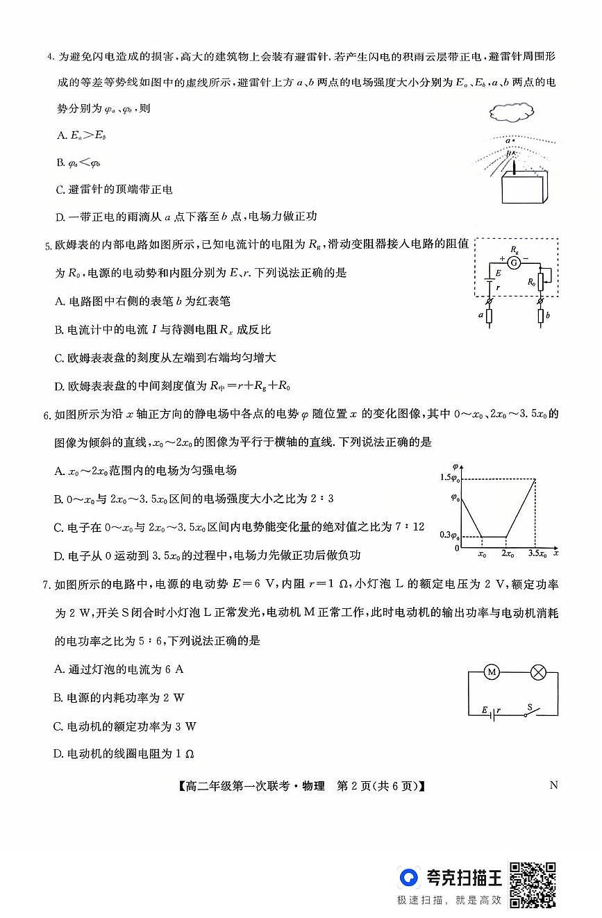 江西省新十校协作体2025-2026学年高二上学期第一次联考物理试卷（月考）第2页