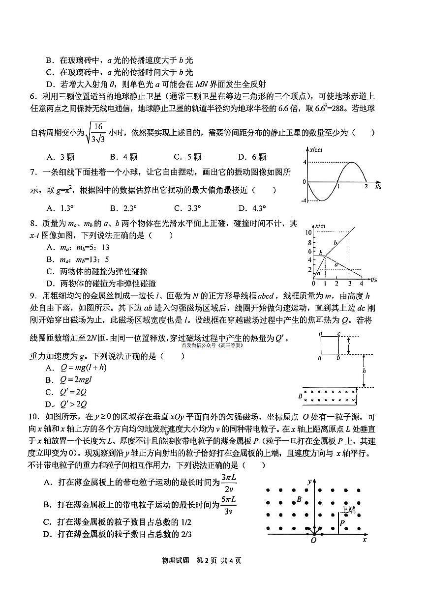 湖北省武汉市华中师范大学第一附属中学2025-2026学年高三上学期10月考试物理试题无答案第2页