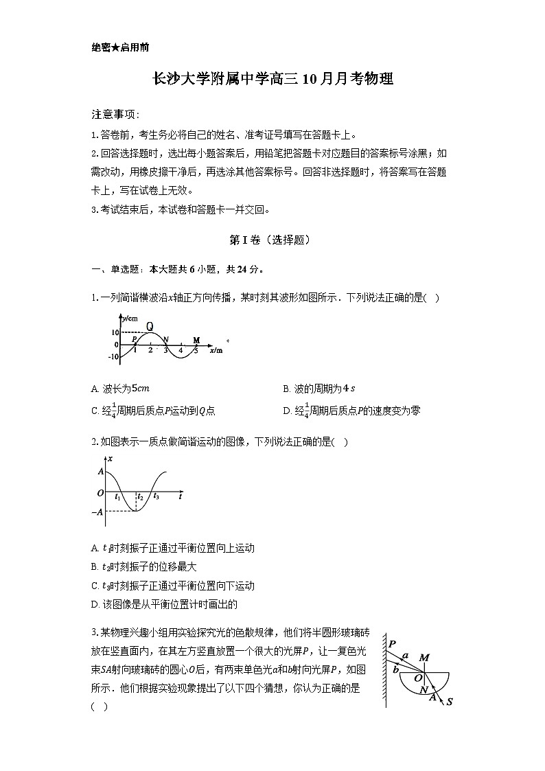 湖南省长沙大学附属中学2025-2026学年高三上学期10月月考物理-学生用卷第1页