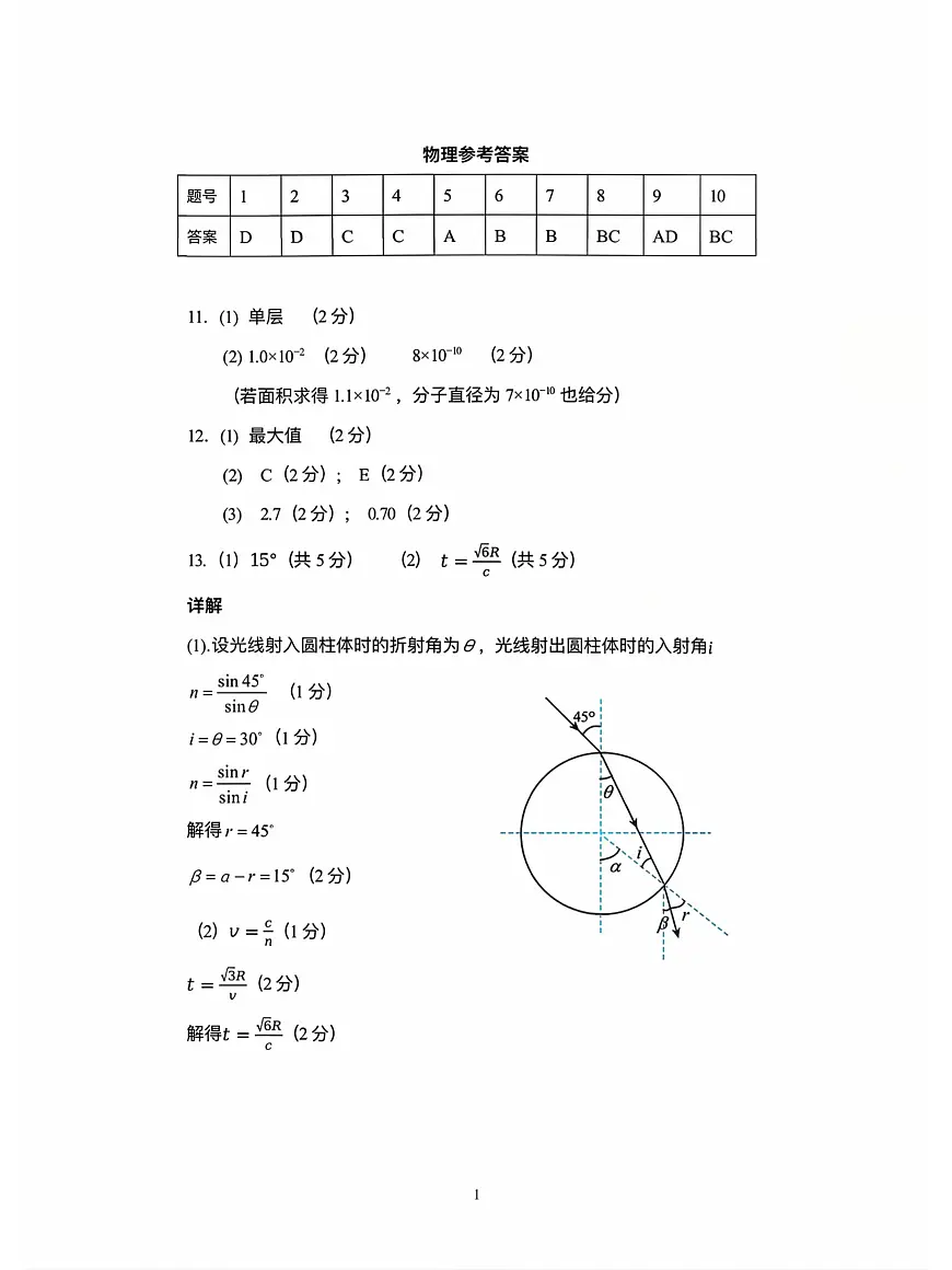 物理答案第1页